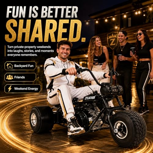 208cc Gas Drift Trike for Adults & Teens with Drift Rings - Image 2
