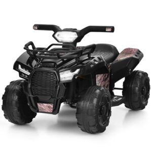 Kids ATV, 6V Battery Powered Electric Vehicle Four Wheeler Quad w/Storage Basket, Headlight, Horn, Music, MP3 & USB, Toddler 4