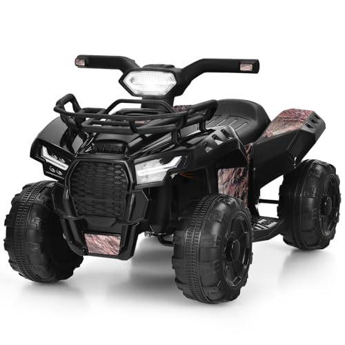 Kids ATV, 6V Battery Powered Electric Vehicle Four Wheeler Quad w/Storage Basket, Headlight, Horn, Music, MP3 & USB, Toddler 4