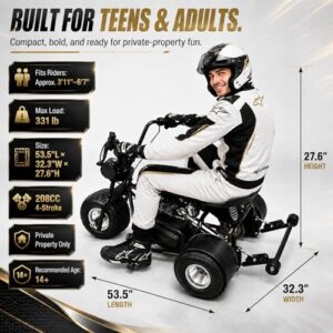 208cc Gas Off-Road Drift Trike for Adults & Teens - Image 7