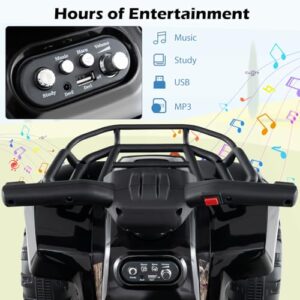 Kids ATV, 6V Battery Powered Electric Vehicle Four Wheeler Quad w/Storage Basket, Headlight, Horn, Music, MP3 & USB, Toddler 4 - Image 4
