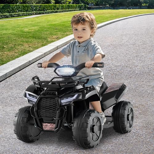 Kids ATV, 6V Battery Powered Electric Vehicle Four Wheeler Quad w/Storage Basket, Headlight, Horn, Music, MP3 & USB, Toddler 4 - Image 7